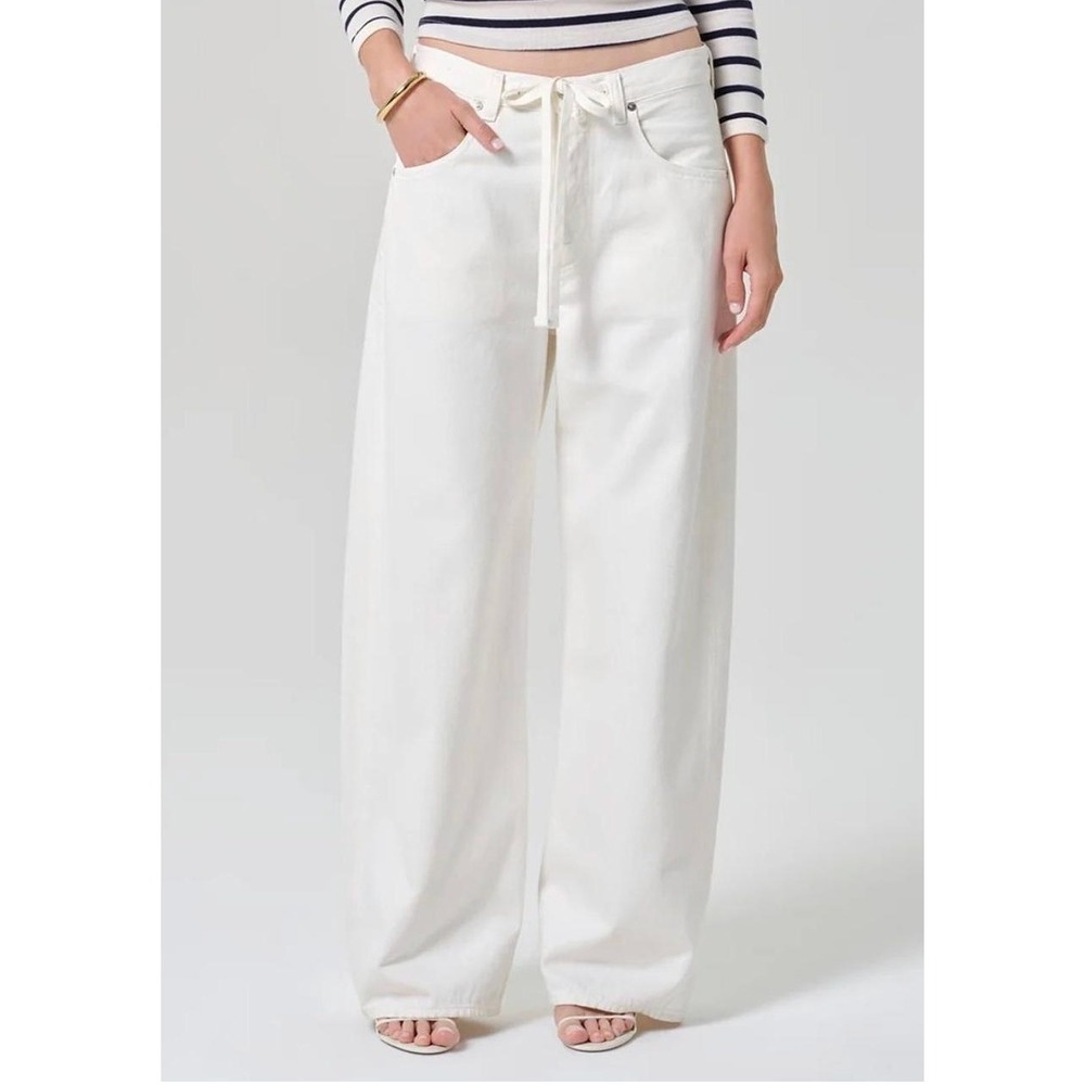 CITIZENS OF HUMANITY Brynn Wide Leg White Drawstring Jeans Women's Size 24 NEW